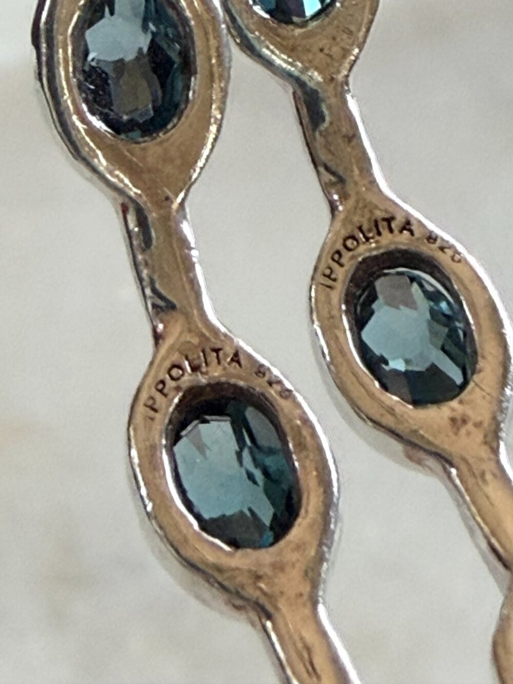 Ippolita Sterling Topaz Silver Large Hammered Hoop - Picture 2 of 12